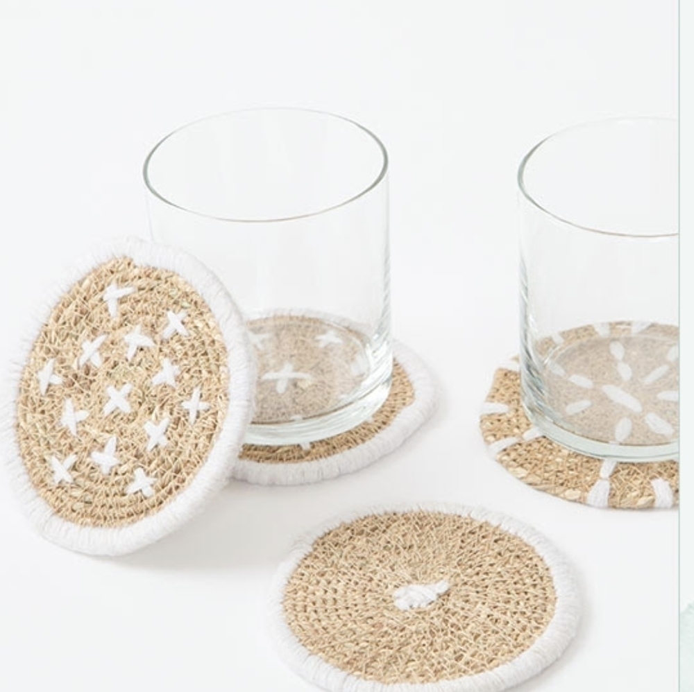 Woven‎ Seagrass Coasters NEW Set of 4 Bloomingville Ever Changing Homes brand